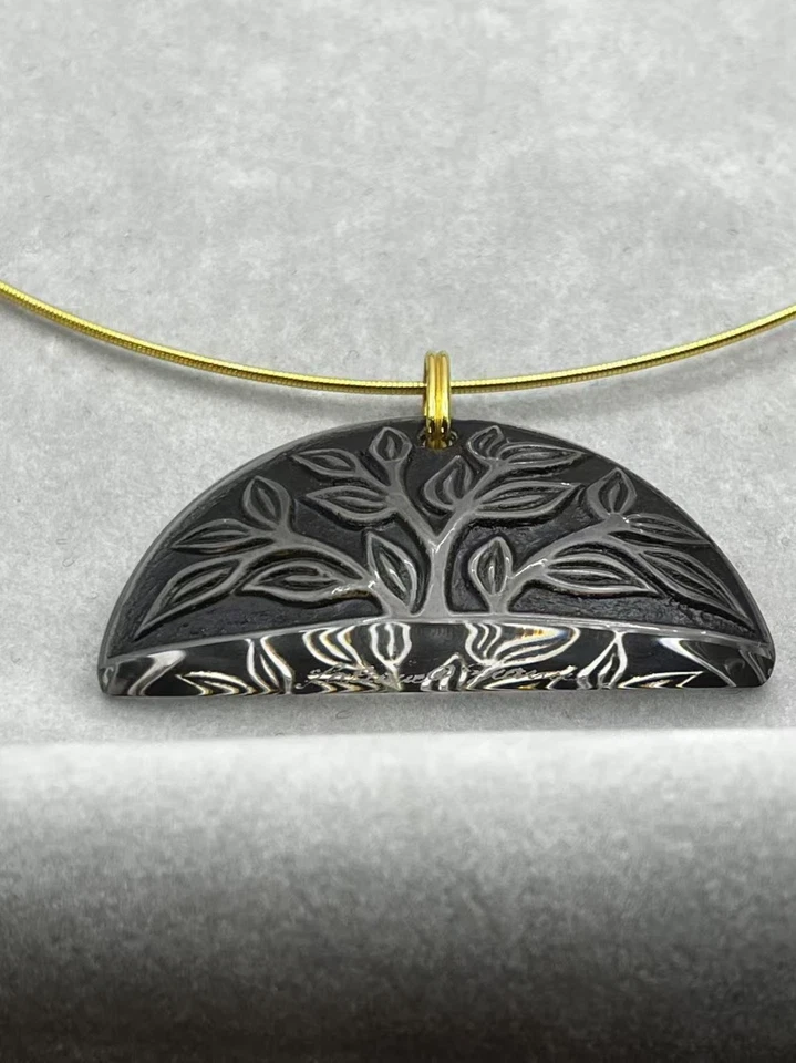 Collana con ciondolo in cristallo albero della vita Lalique Paris catena... - Immagine 3 di 4