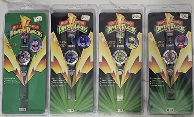 1994 Mighty Morphin Red Yellow Blue Pink Power Rangers Hope Quartz Watches - NIP