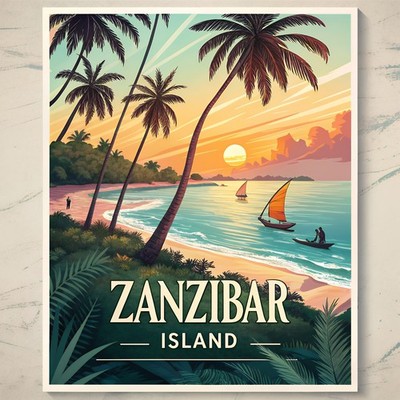 Exotic Zanzibar Island Tropical Paradise - Beach Sunset Art Print_moreDetail_4k_