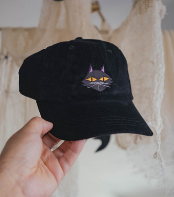 Black Cat Spooky Cursed Embroidered Dad Hat