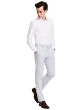 Tommy Hilfiger Mens Modern fit Dress Pants 34 / 32 Light Grey Plaid