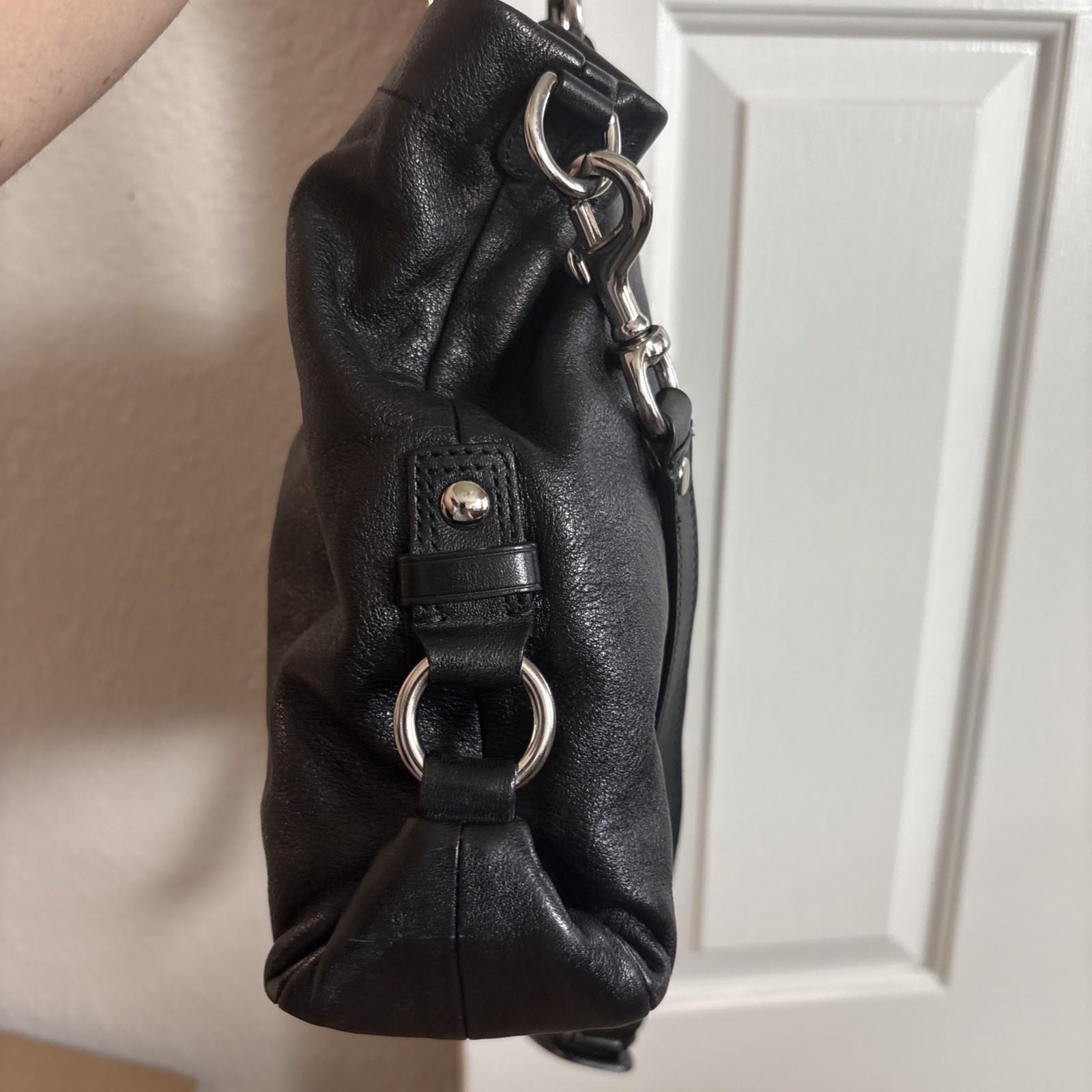 【希少】OLD COACH Dulles Bag leather black Coach Flap Legacy Satchel Bag Black Leather Vintage 65th