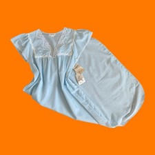 80's 90's vintage baby blue floral lace night gown M barbizon deadstock 