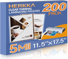 HERKKA 200 Pack Laminating Pouches, Hold 11 x 17 Inch Sheet, 5 Mil Clear Thermal