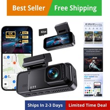 Dash Cam 4K Anteriore, WiFi Integrato GPS, Dash Camera per Auto, Schermo IPS 3.2" D...