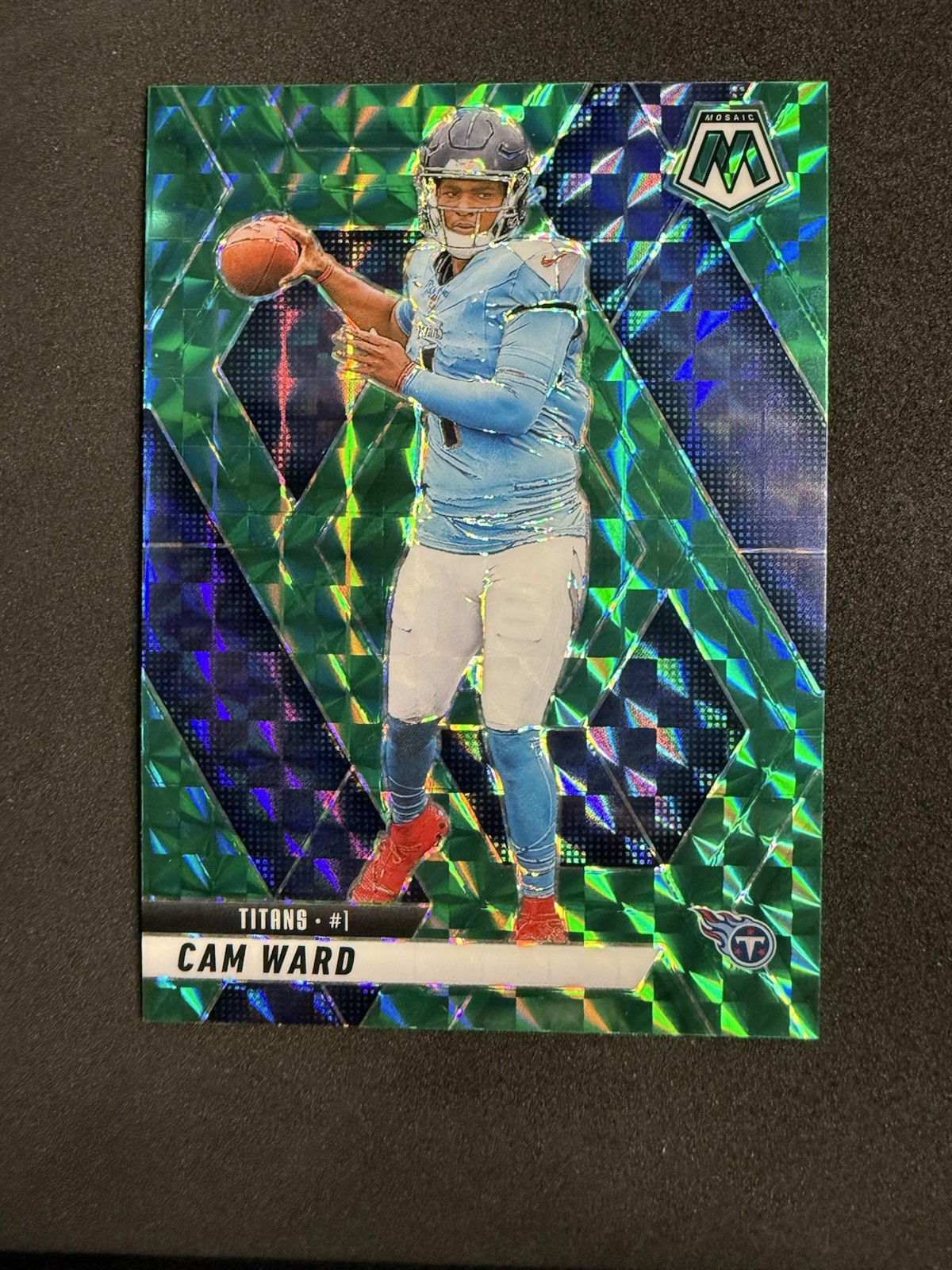 2025 Panini Mosaic Cam Ward #382 RC Rookie Green Mosaic Prizm Titans