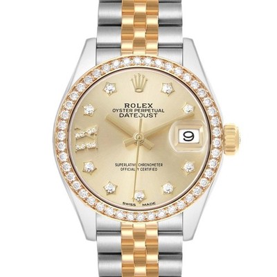 Rolex Datejust Steel Yellow Gold Diamond Ladies Watch 279383 Box Card
