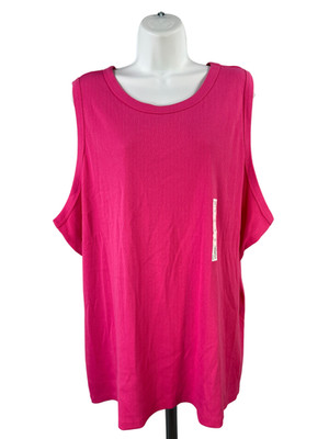 Sonoma Women's Pink High Neck Ribbed Basic Tank Top - Plus 4X