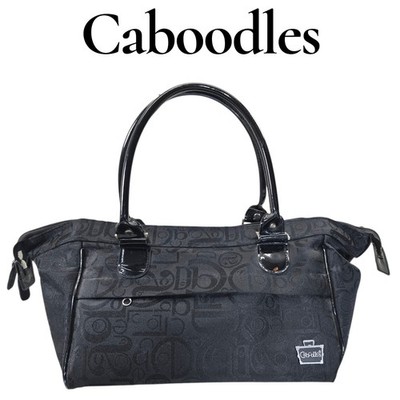 Caboodles Black Signature Logo Tote Doctor Bag Patent Handles Top Zip Cosmetic