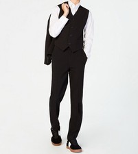 Calvin Klein 10 Boys Slim Fit Dress Pants Black Solid