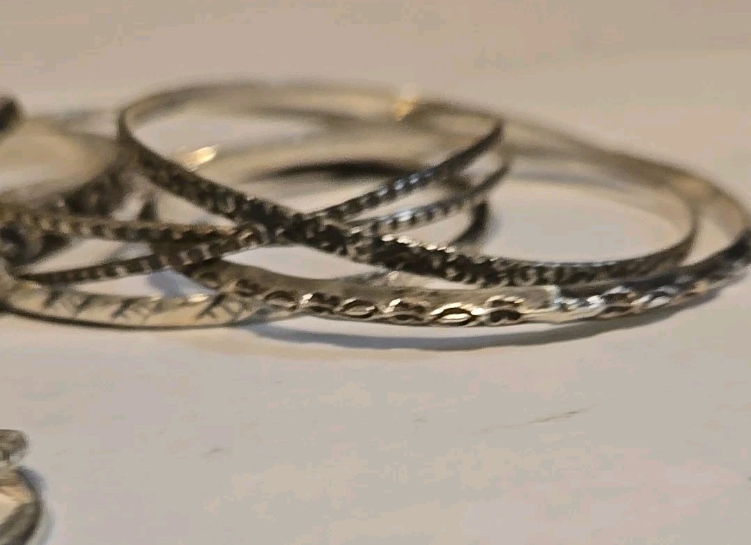 Sterling Silver Lot Stackable Bangle Bracelets & … - image 13