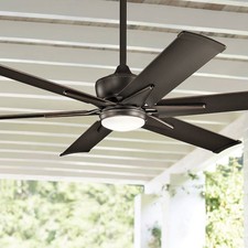 Kichler 60-Inch Szeplo II Weathered Steel Outdoor Ceiling Fan 60" Kichler Szeplo II Bronze Wet LED Ceiling Fan with Wall Control