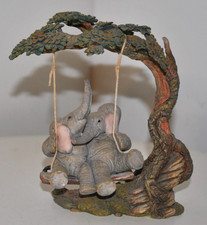 Tuskers Elephant Figurine 'Two & Fro' -Resin Animal ornament-Signed 91288