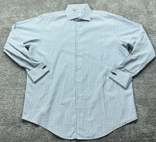 Brooks Brothers Shirt Mens 17 34/35 Blue Check Spread Collar 100 Cotton USA