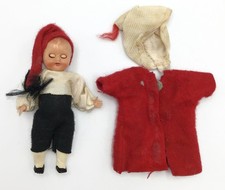 Vintage 1950s Celluloid 3.5" Italian Boy Doll Sleepy Eyes Young Kid Extra Outfit