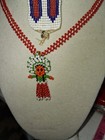 Southwestern Native American Woven Red Seed Bead Figural Chief Necklace Bookmark — photo 3