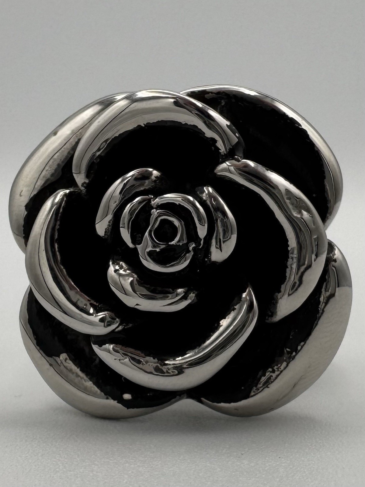 Bold Black Rose Statement Ring Stainless Steel Si… - image 1