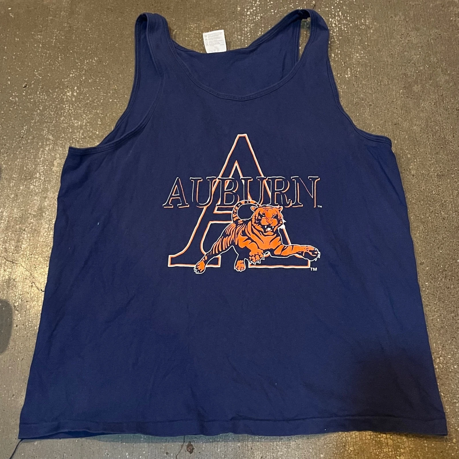Vintage Auburn Tigers Tank Top Men XL Blue Team Hanes Graphic Sleeveless