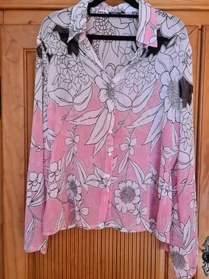 Damen Bluse ,leichte Chiffonbluse elegant Gr. 42/ Gr.M Bexleys Woman, weiß rosa - Bild 1 von 4