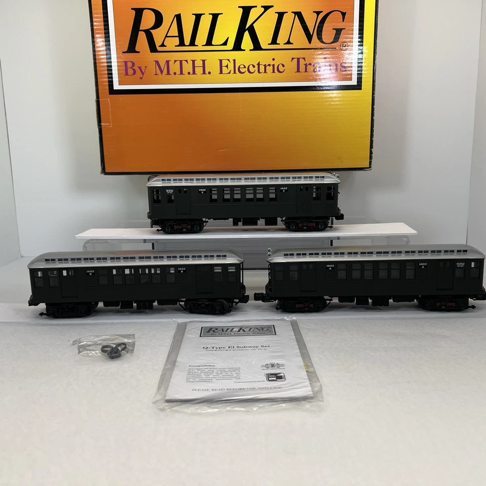 MTH RailKing 30-2759-1 New York Transit Green Q Type 3Car Subway Set PS.2 O Used - Image 4 of 4