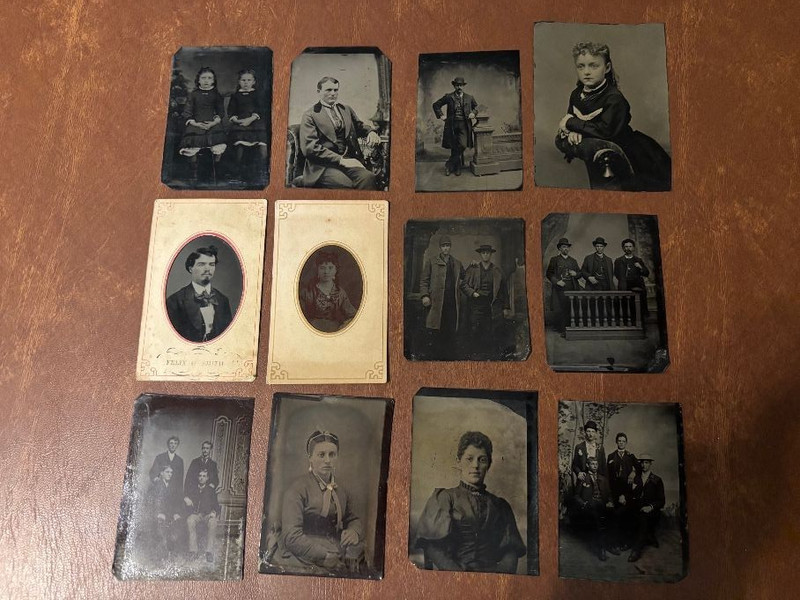 Antique Tintype Photos Lot (12) Cute Kids Pretty Ladies Sharp Dressed Men