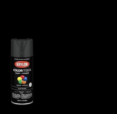 Versatile 12 Oz Krylon COLORmaxx Flat Black Spray Paint 6 Pack