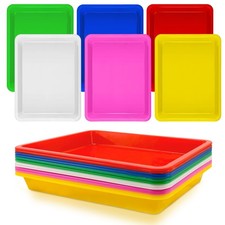 12 Pack Plastic Art Trays,6 Colors Serving Tray,Activity Crafts Multicolor