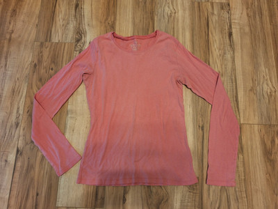 Vtg Womens Faded Glory Long Sleeve Crew Tee Soft Pink Organic 100% Cotton S 4/6
