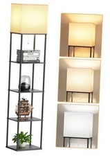 Black 5-Tier Tall Floor Lamp with Shelves - Large for Floors