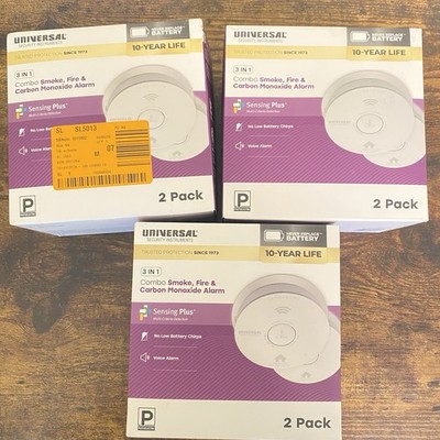 6 Pack USI 10-Year 3-in-1 Smoke Fire & Carbon Monoxide Detector w/Voice Alarm