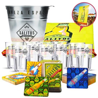 Salitos Party  Bundle Set I aus 10x Gläser 0,4l Banner Untersetzer Eiseimer