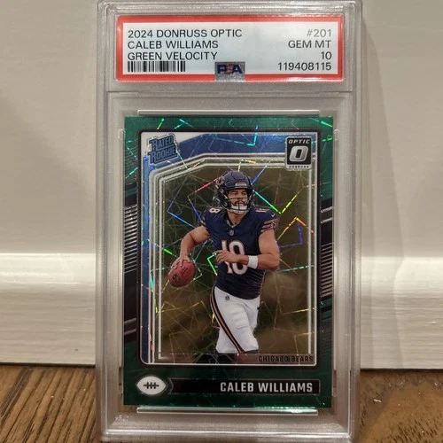 2024 Panini  Optic - Rated Rookie Caleb Williams #201 Green Velocity (RC) PSA 10