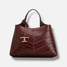 Tod's Women's Red Chevron Eel Leather Top-Handle Bag