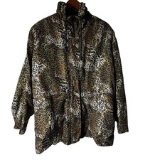 Bernardo Jacket Silk leopard print vintage 3X Zip Boho Old Money