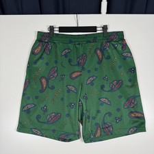 Vintage Stussy Mesh Paisley Shorts Unisex Size Medium Green Missing Drawstring