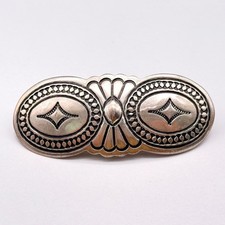 Vintage Southwestern Stampwork Sterling Silver Hair Barrette Clip