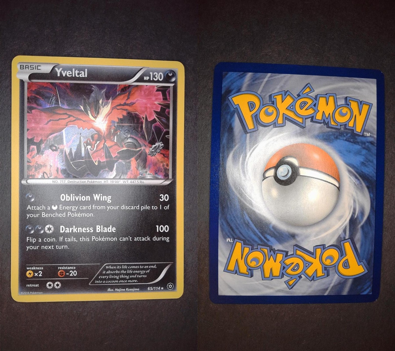 Yveltal 65/114 Holo Rare Steam Siege Pokemon Near Mint