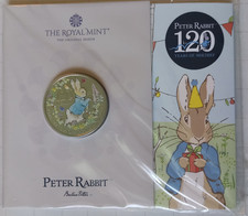 2022 Royal Mint BU 120 Years Of Peter Rabbit Five Pounds coloured coin - SEALED.