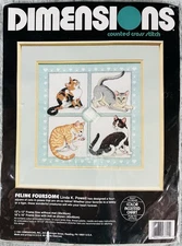 Dimensions Counted Cross-Stitch Kit: Feline Foursome by Linda Powell New Sealed