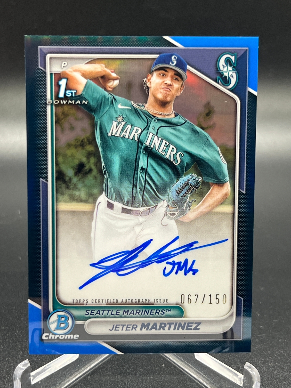 2024 Bowman Chrome JETER MARTINEZ BLUE REPTILIAN REFRACTOR AUTO 67/150 #CPA-JMZ