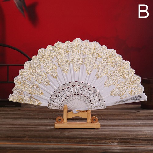 Lace Folding Fan Hand Held Silk Wedding Dance Party Flower Nice Spanish Style p - Picture 4 of 30