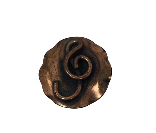 Morley-Crimi Hand Wrought Vintage Copper Music Design Pin