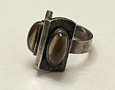 MCM Finnish Kupittaan Kulta Elis Kauppi Sterling Silver Smokey Topaz Ring Size 6