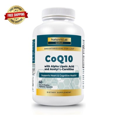 Nature's Lab Gold CoQ10 + Alpha Lipoic Acid + Acetyl L-Carnitine HCl, 60 Capsule