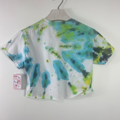 Gildan, grünes Batik Shirt, Damen, Small, handgefärbt, roher Saum Cropped T-Shirt - Bild 2 von 2