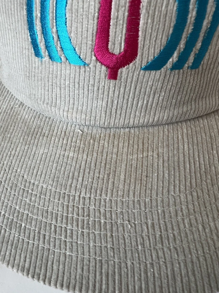 Sombrero a presión de pana de colección Autopage gris verde azulado bloque logotipo doble broche de presión años 90 Foto 3 de 4