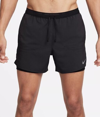 Nike Men s Sz 2XL Athletic Running Shorts Gym 2-In-1 Stride 5'' Black FN2992-010