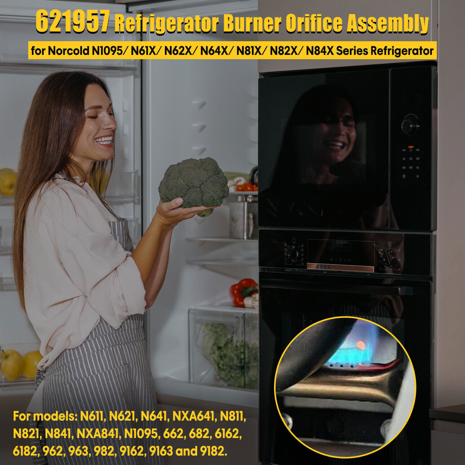 For Norcold 621957 Refrigerator Burner Orifice Assembly with Orifice Adapter