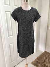 NWT J CREW Italian Tweed Colorblock Gray Black Sheath Dress sz 4 E0979