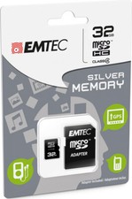 MicroSD HC Memory Card  Adapter 32GB Silver MP3-MP4 EMTEC